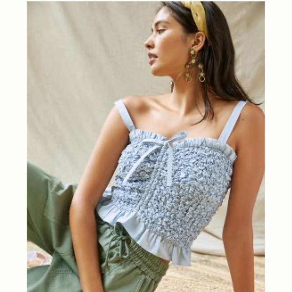 NWT, Mare Textured Ruffled Tank exclusively for Anthropologie